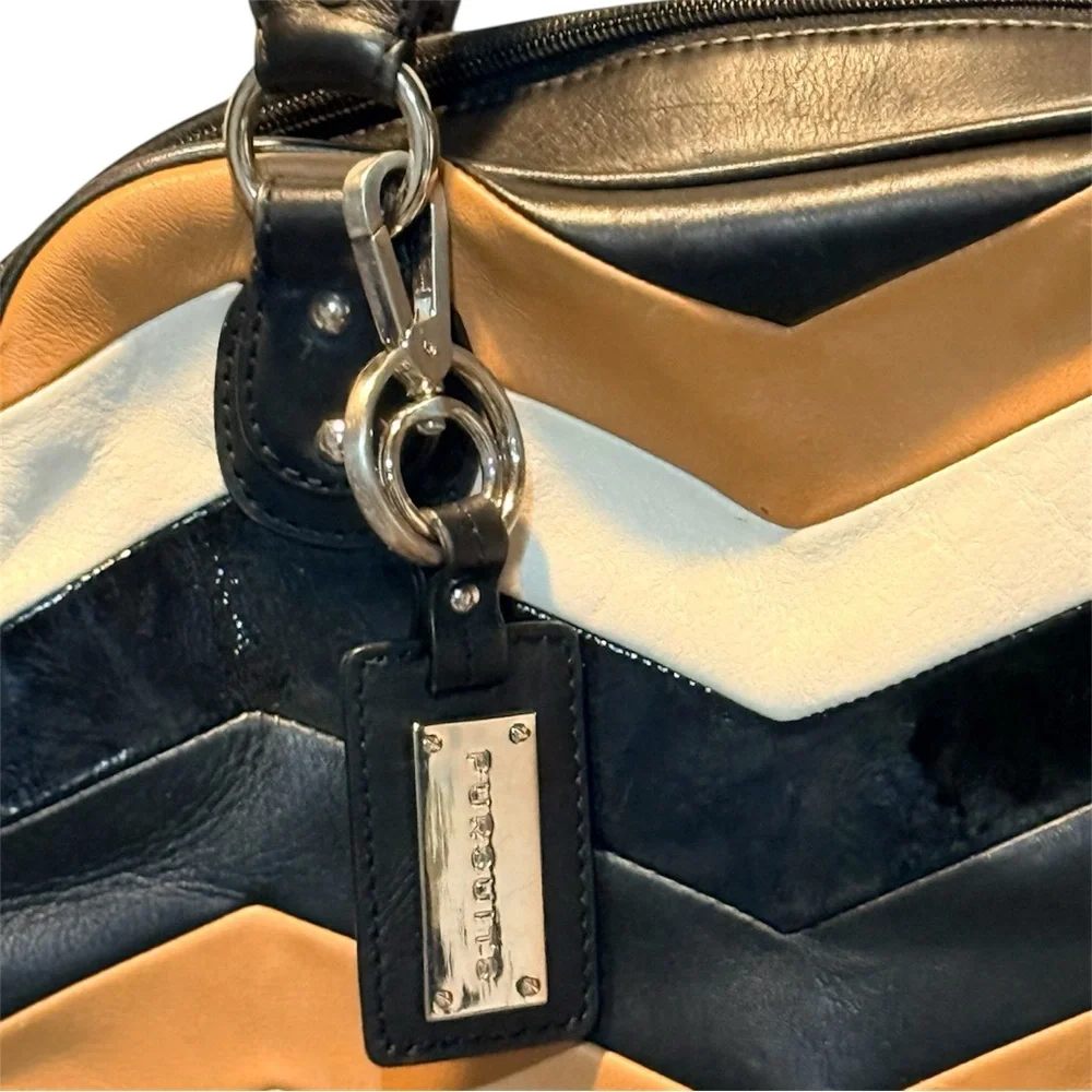 Pursuits Genuine Leather Chevron Retro Purse
